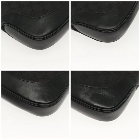 GUCCI GG Canvas Jackie Shoulder Bag Black Silver - Picture 15 of 15